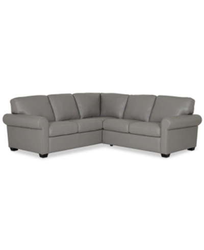 Furniture Orid 2-pc. "l"-shaped Leather Roll Arm Sectional , Created For Macy's In Alloy Grey
