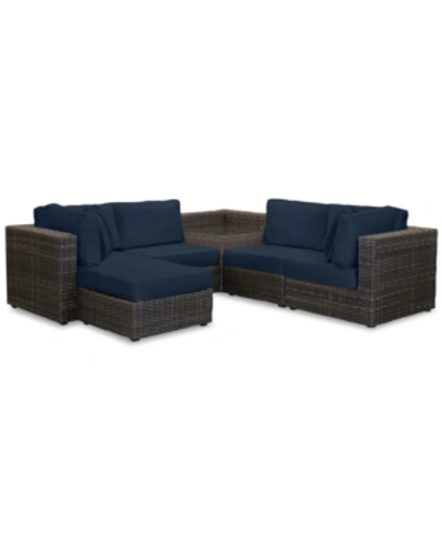 Furniture Viewport Outdoor 6-pc. Modular Seating Set (2 Corner Units, 2 Armless Units, 1 Corner Table And 1 Ot In Spectrum Indigo