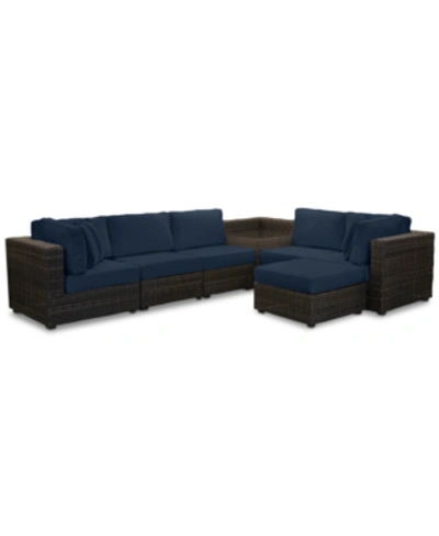 Furniture Viewport Outdoor 7-pc. Modular Seating Set (2 Corner Units, 3 Armless Units, 1 Corner Table And 1 Ot In Spectrum Indigo