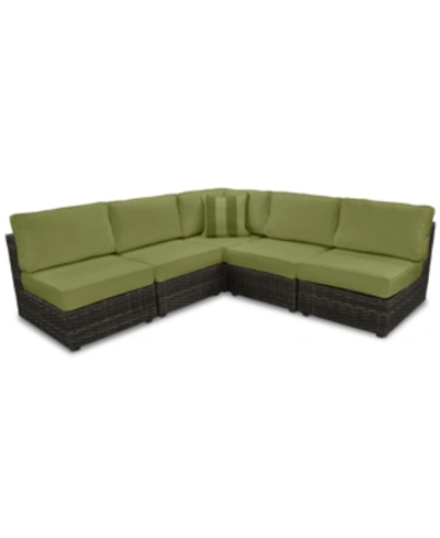 Furniture Viewport Outdoor 5-pc. Modern Modular Seating Set (4 Armless Units And 1 Corner Unit) With Custom Su In Spectrum Cilantro