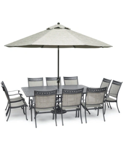 Furniture Vintage Ii Outdoor Cast Aluminum 11-pc. Dining Set (84" X 60" Table & 10 Sling Dining Chairs), Creat In No Color