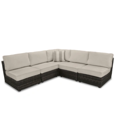 Furniture Viewport Outdoor 5-pc. Modern Modular Seating Set (4 Armless Units And 1 Corner Unit) With Custom Su In Cast Silver