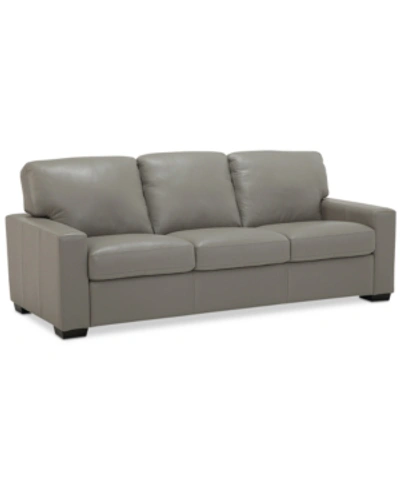 Furniture Ennia 82" Leather Sofa, Created For Macy's In Alloy Grey