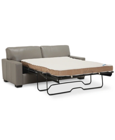 Furniture Ennia 75" Leather Full Sleeper, Created For Macy's In Alloy Grey