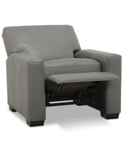 Furniture Ennia 36" Leather Pushback Recliner, Created For Macy's In Alloy Grey