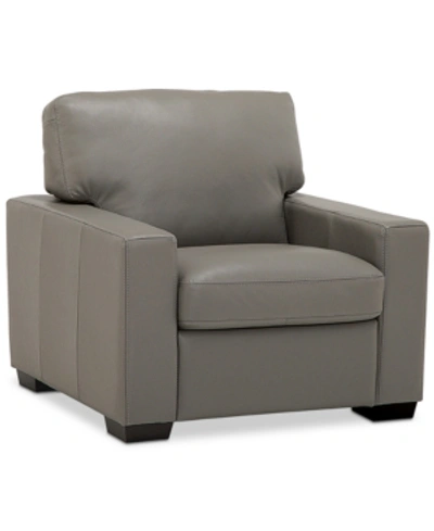 Furniture Ennia 36" Leather Armchair, Created For Macy's In Alloy Grey