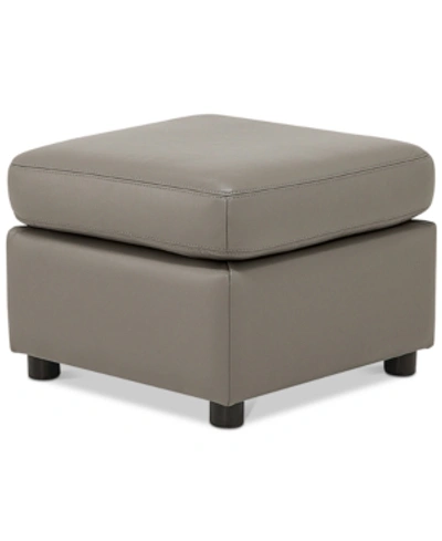 Furniture Ennia Leather Ottoman, Created For Macy's In Alloy Grey