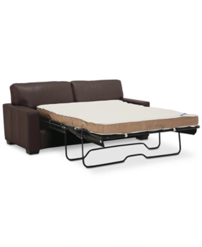 Furniture Ennia 75" Leather Full Sleeper, Created For Macy's In Cafe Brown
