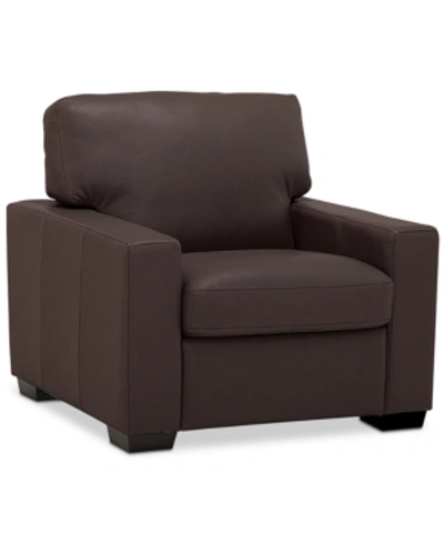 Furniture Ennia 36" Leather Armchair, Created For Macy's In Cafe Brown