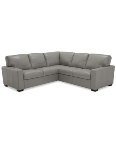 Furniture Ennia 2-pc. Leather Sectional Sofa, Created For Macy's In Alloy Grey