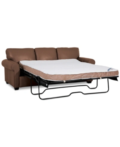 Furniture Orid 84" Queen Leather Roll Arm Sleeper, Created For Macy's In Biscotti (special Order)