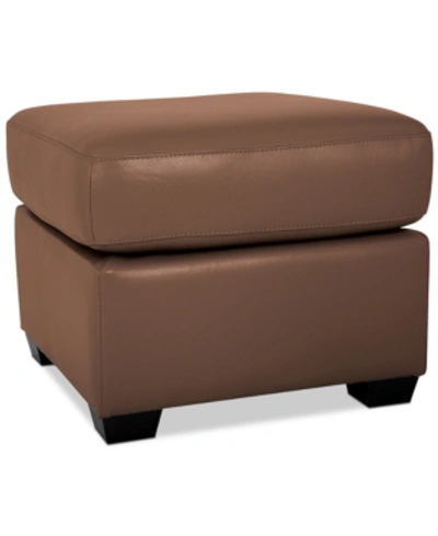 Furniture Ennia Leather Ottoman, Created For Macy's In Biscotti (special Order)