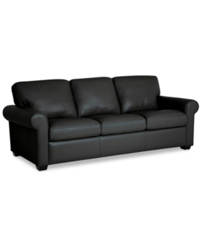 Furniture Orid 84" Leather Roll Arm Sofa, Created For Macy's In Ink (special Order)