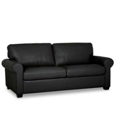 Furniture Orid 77" Leather Roll Arm Apartment Sofa, Created For Macy's In Ink (special Order)