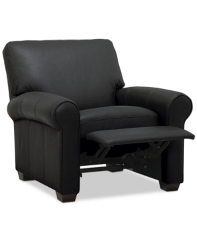 Furniture Orid 36" Leather Roll Arm Pushback Recliner, Created For Macy's In Ink (special Order)