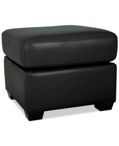 Furniture Orid Leather Ottoman, Created For Macy's In Ink (special Order)