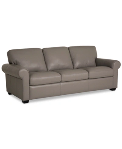 Furniture Orid 84" Leather Roll Arm Sofa, Created For Macy's In Pewter (special Order)