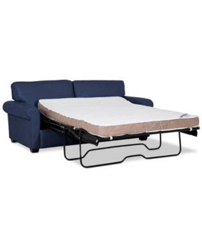 Furniture Orid 77" Full Roll Arm Leather Sleeper, Created For Macy's In Sapphire (special Order)