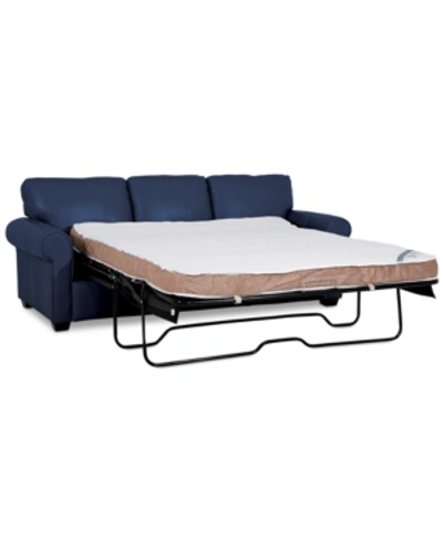 Furniture Orid 84" Queen Leather Roll Arm Sleeper, Created For Macy's In Sapphire (special Order)