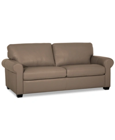 Furniture Orid 77" Leather Roll Arm Apartment Sofa, Created For Macy's In Dune (special Order)