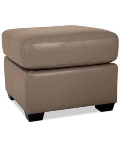 Furniture Orid Leather Ottoman, Created For Macy's In Dune (special Order)