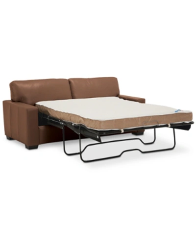 Furniture Ennia 75" Leather Full Sleeper, Created For Macy's In Biscotti (special Order)