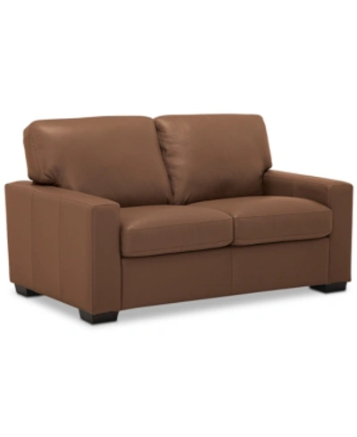 Furniture Ennia 59" Leather Loveseat, Created For Macy's In Biscotti (special Order)