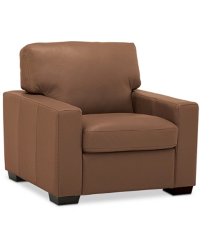 Furniture Ennia 36" Leather Armchair, Created For Macy's In Biscotti (special Order)