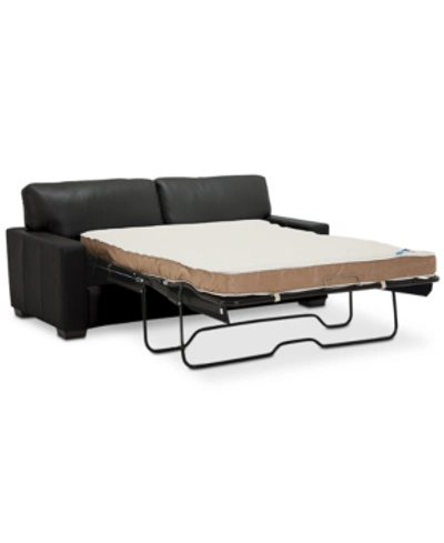 Furniture Ennia 75" Leather Full Sleeper, Created For Macy's In Ink (special Order)