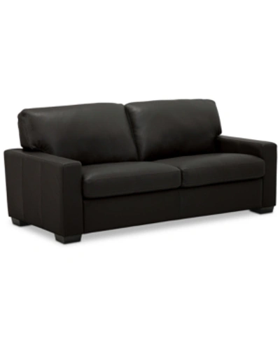 Furniture Ennia 75" Leather Apartment Sofa, Created For Macy's In Ink (special Order)