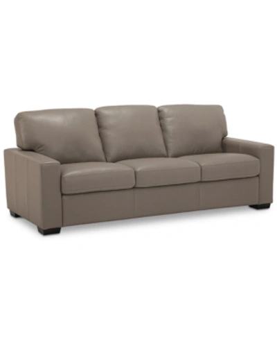 Furniture Ennia 82" Leather Sofa, Created For Macy's In Pewter (special Order)