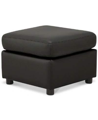 Furniture Ennia Leather Ottoman, Created For Macy's In Ink (special Order)
