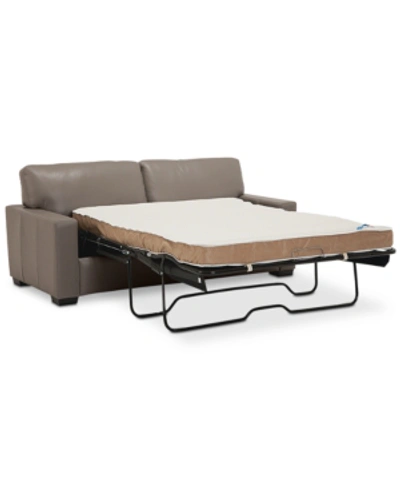 Furniture Ennia 75" Leather Full Sleeper, Created For Macy's In Pewter (special Order)