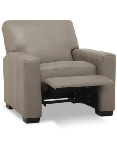Furniture Ennia 36" Leather Pushback Recliner, Created For Macy's In Pewter (special Order)