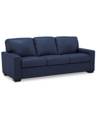 Furniture Ennia 82" Leather Sofa, Created For Macy's In Sapphire (special Order)