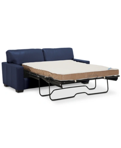 Furniture Ennia 75" Leather Full Sleeper, Created For Macy's In Sapphire (special Order)
