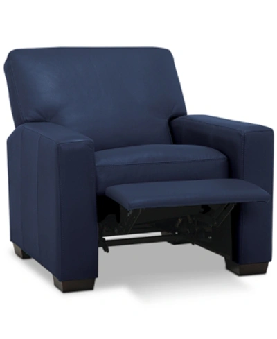 Furniture Ennia 36" Leather Pushback Recliner, Created For Macy's In Sapphire (special Order)