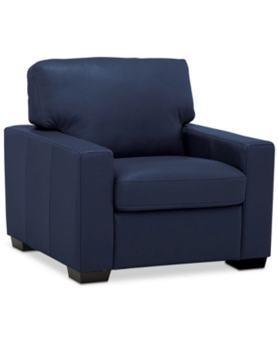 Furniture Ennia 36" Leather Armchair, Created For Macy's In Sapphire (special Order)