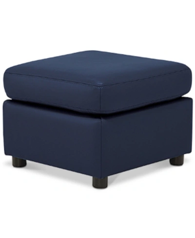 Furniture Ennia Leather Ottoman, Created For Macy's In Sapphire (special Order)