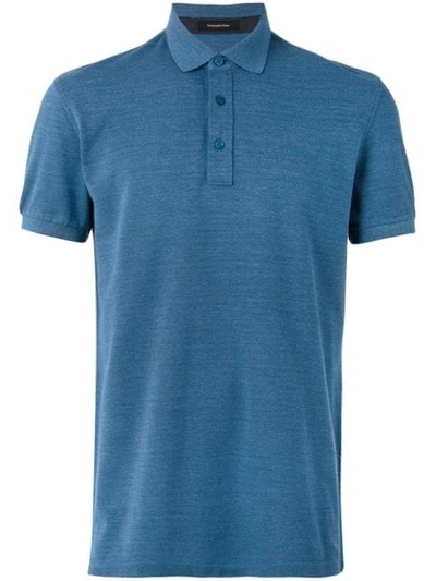 Ermenegildo Zegna Maze Chevron Cotton Polo Shirt, Teal Blue