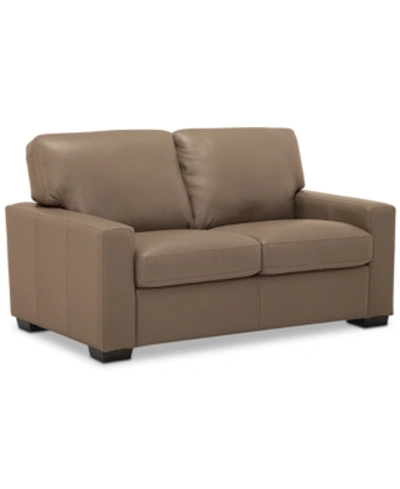 Furniture Ennia 59" Leather Loveseat, Created For Macy's In Dune (special Order)