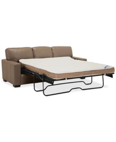 Furniture Ennia 82" Leather Queen Sleeper Sofa, Created For Macy's In Dune (special Order)