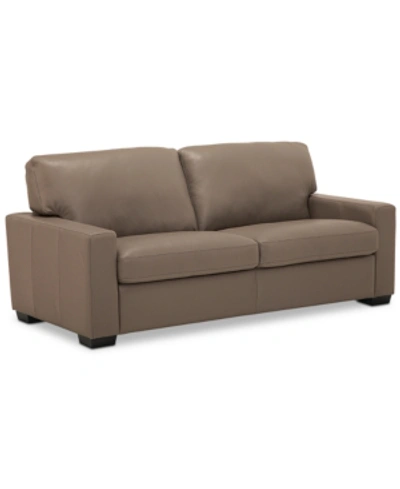 Furniture Ennia 75" Leather Apartment Sofa, Created For Macy's In Dune (special Order)