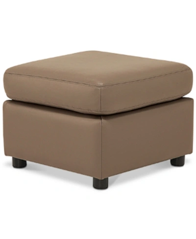 Furniture Ennia Leather Ottoman, Created For Macy's In Dune (special Order)