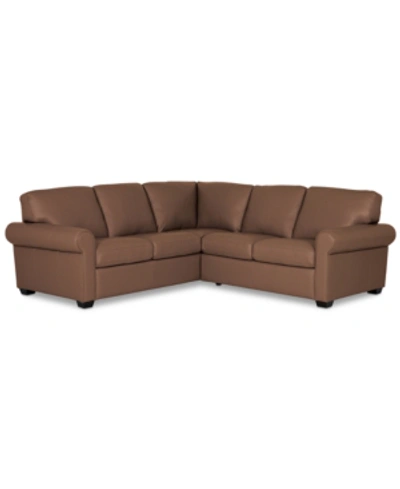 Furniture Orid 2-pc. "l"-shaped Leather Roll Arm Sectional , Created For Macy's In Biscotti (special Order)