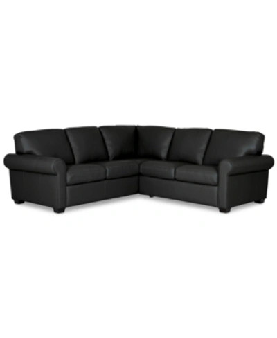 Furniture Orid 2-pc. "l"-shaped Leather Roll Arm Sectional , Created For Macy's In Ink (special Order)