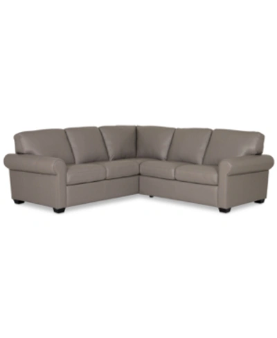 Furniture Orid 2-pc. "l"-shaped Leather Roll Arm Sectional , Created For Macy's In Pewter (special Order)