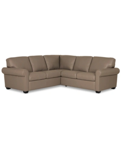 Furniture Orid 2-pc. "l"-shaped Leather Roll Arm Sectional , Created For Macy's In Dune (special Order)