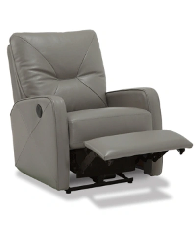 Furniture Finchley Leather Power Wallhugger Recliner In Alloy Grey