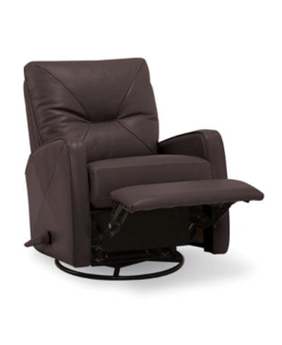Furniture Finchley Leather Swivel Rocker Recliner In Cafe Brown